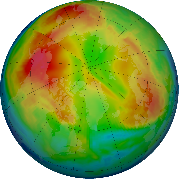 Arctic ozone map for 08 February 1999